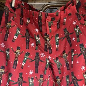 Dec 25th Men's Red Nutcracker Pants Size Large Stretch Waist Christmas Party Fun